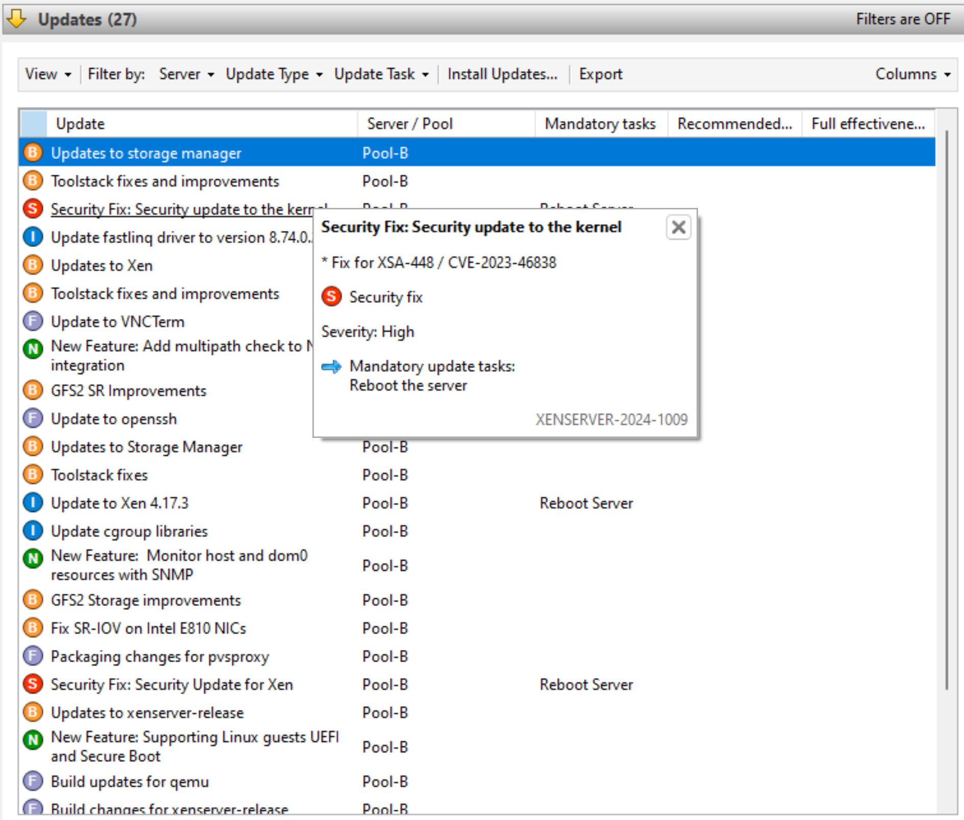 The By Update view
