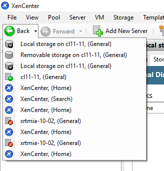 The history list of the back button. It lists all previously visited resources. The most recent are at the top.