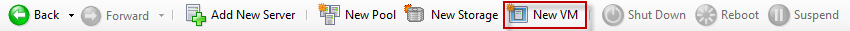 The toolbar. The New VM button is highlighted. The button is sixth from the left.