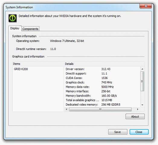 NVIDIA driver version in use