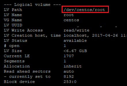 Workload Balancing display logical volume