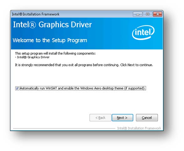 Intel Graphics Driver setup