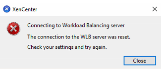 Szenario 5 - Fehler: Die Verbindung zum WLB-Server wurde zurückgesetzt. Überprüfen Sie die Einstellungen und versuchen Sie es erneut.