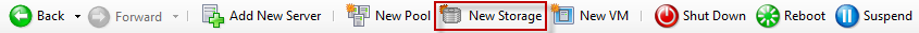 The toolbar. The New Storage button is highlighted. This button is fifth from the left.
