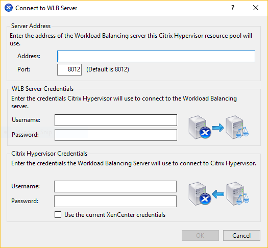 The Connect to WLB Server dialog box.