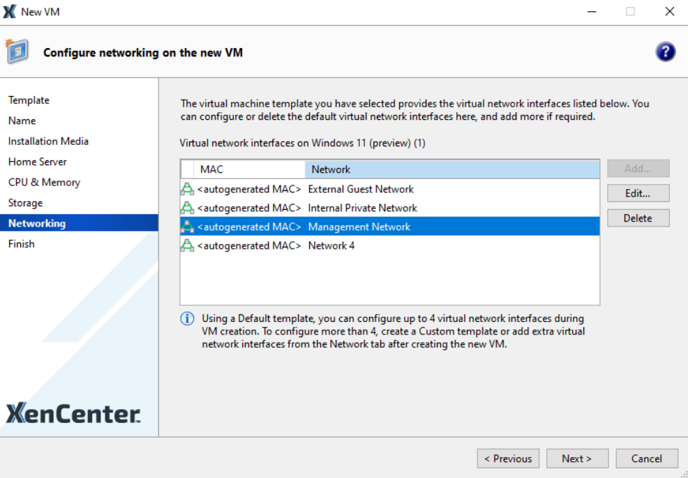 New VM - Networking