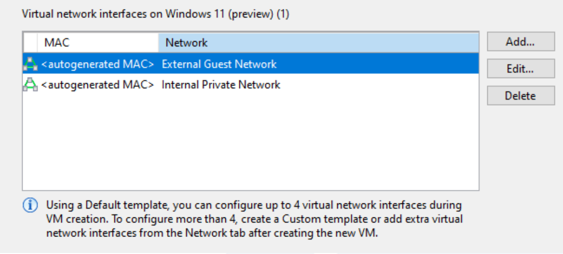 Virtual network interfaces