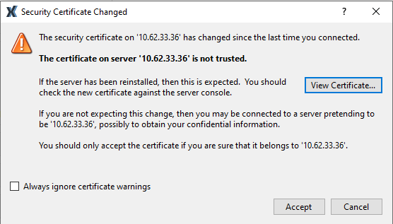 Certificate changed